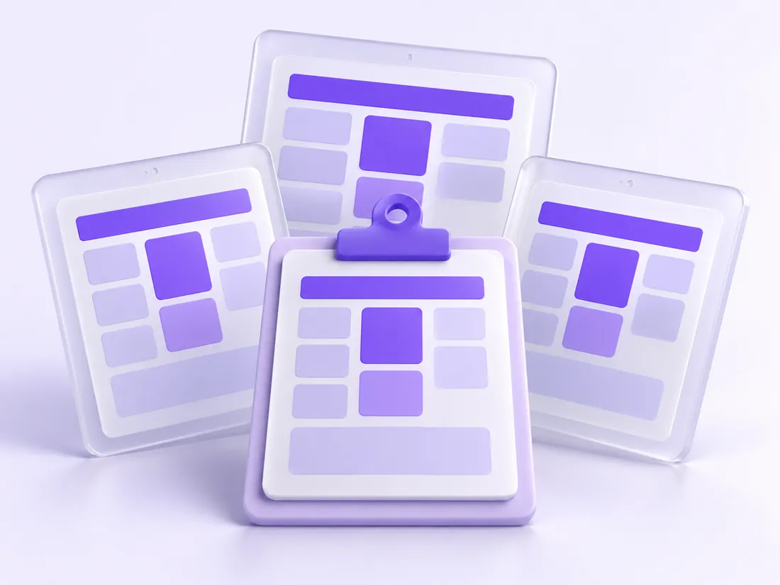 Three tablets and a clipboard showing the same shared plan