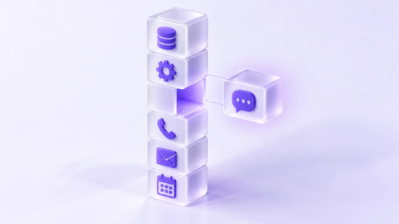A stack of swappable glass blocks with one block being lifted out and replaced